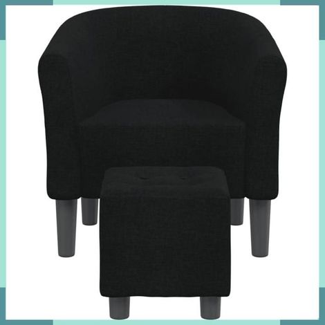 Chaise cabriolet avec repose-pied - Mod. 356439 - Noir - Tissu 100% polyester - Boutons tuftés (1/5)