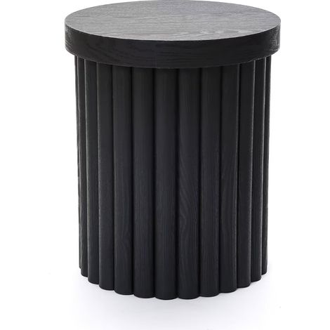 Runder Blickfang für Ihr Wohnzimmer: Couchtisch aus MDF mit PU-Holzdessin in Schwarz, Ø 60 cm, 5 cm stark (1/5)