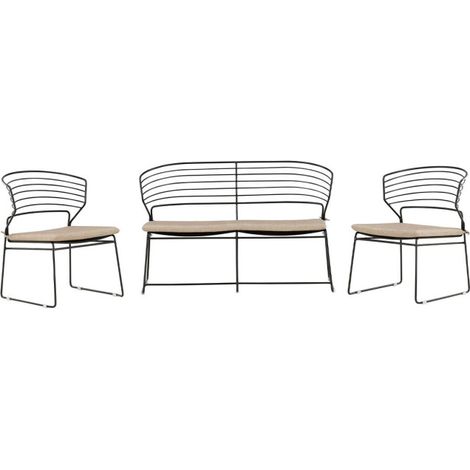 Salon de Jardin en Métal "Milano" 110cm Noir (1/5)