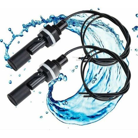 Interrupteur Flotteur - Capteur Niveau Eau - Pompe Piscine Aquarium Hydroponie - Lot de 2 - Horizontal - PP Noir (1/4)