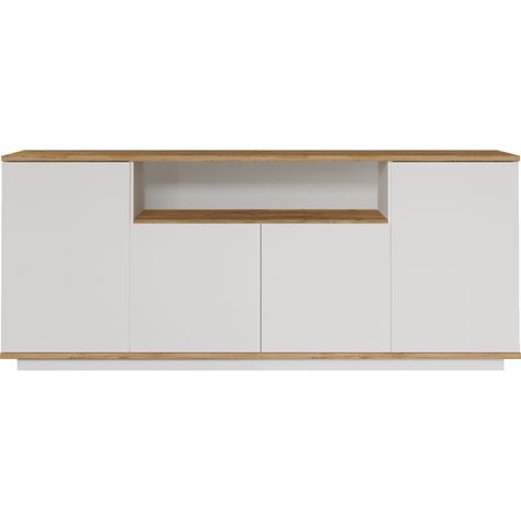 Aparador Con 4 Puertas Y Estantes 180Cm Pino Blanco (1/3)