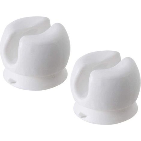 Lot de 4 porte-brosses à dents - Accessoires de salle de bain - Fixation murale - Support autocollant à suspendre - 2,5 x 2,5 x 2 cm - Blanc - PVC (1/5)