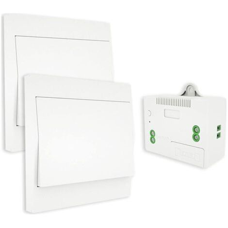 RF433 Interrupteur sans Fil, sans Pile, télécommande Murale Va et vient, Interrupteur Mural Auto alimenté, sans câbl, émetteur pour Panneau Mural (kit à 2 Voies), intérieur extérieur ét (1/4)