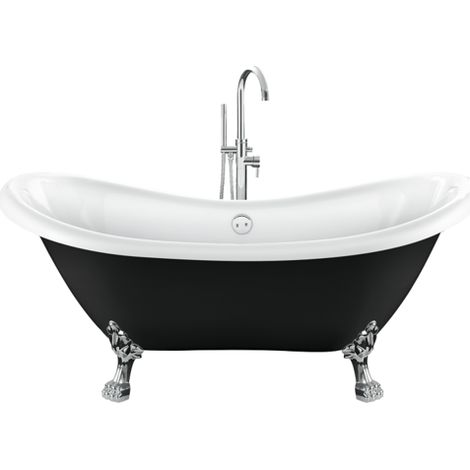 Vasca da bagno freestanding con piedini DARLINGTON Nera 175 cm Piedini di leone Cromati