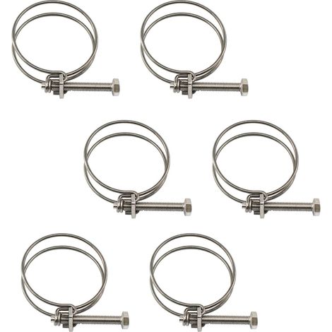 Satz mit 6 Doppelschlauchschellen 34-38 mm aus Edelstahl 304