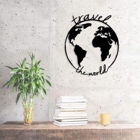 METAL WALL SCUPTURE TRAVEL THE WORLD (1/4)