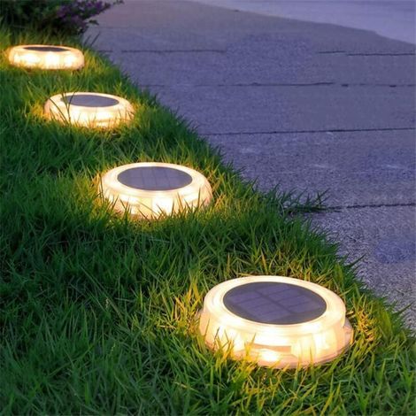 Lampe solaire LED d'extérieur. Lampe solaire de jardin pour la maison. Spot encastré au sol. Éclairage public. Lampe décorative étanche IP68 pour piscine, pelouse, terrasse, escaliers et rue (lot de 2 (1/5)