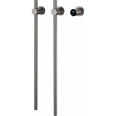 Sèche-Serviettes Électrique Inox 18 gris canon de fusil barre verticale montage encastré 85,5 × 26 × 8,9 cm 3,1 kg – Livraison gratuite