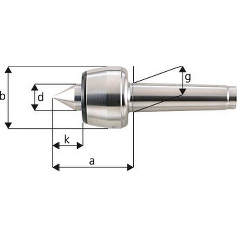 Punta Rotante, Dimensioni: 102, Mk 2, Un 65,0 Millimetri, B: 45 Mm, D: 20 Mm G: 17,780 Millimetri, K 24.0 Mm Deviazione Massima Concentricità: 0,005 Millimetri