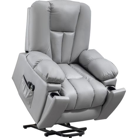 Fauteuil TV électrique HOMCOM, fauteuil pour seniors avec aide au relevage, gris foncé (1/5)