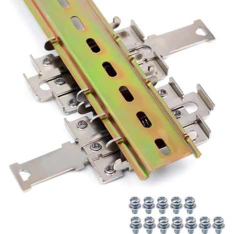 Rail DIN 200 x 35 mm et 2 Clips de Fixation et 12 vis - pour la Fixation de Circuits Imprimés et de Composants Électroniques (1/5)