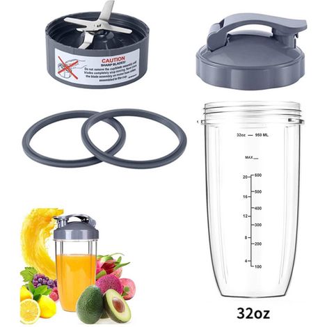 Grande tasse de 940 ml - 1 couvercle rabattable - 1 lame d'extraction - 2 rondelles - Pour mixeurs Nutribullet 600 W/900 W (1/5)