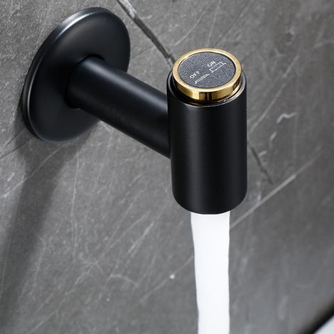 Rubinetto da bagno a parete in ottone nero e oro, rubinetto per acqua fredda, stile moneta