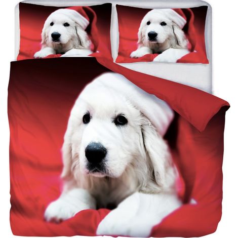 HOUSSE DE COUETTE HD PHOTO CHIEN Labrador Noël Cm. 250x200