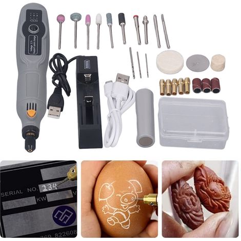 Meuleuse/polisseuse électrique rechargeable USB, stylo à sculpter le jade, meuleuse/stylo à sculpter électrique à trois vitesses réglables, meuleuse droite. (1/5)