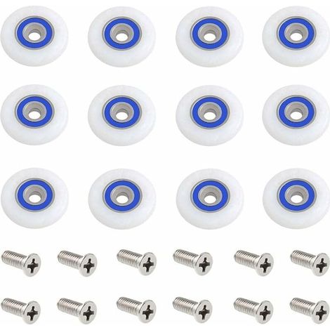 Duschtürrollen, Rollen für Duschtüren, Duschtürrollen, Ersatzrollen, Türrollen, Duschtürrollen mit Schrauben, 23 mm Durchmesser, Sternenlicht, 12 Stück