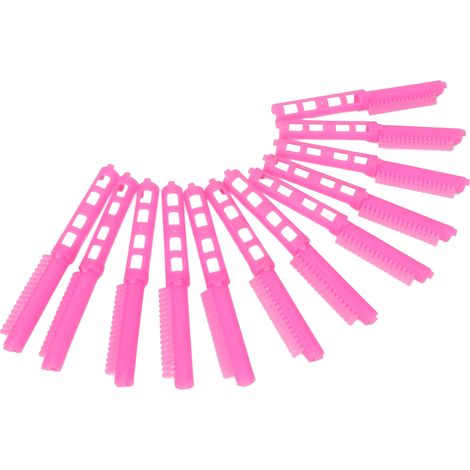 12 rouleaux de permanente racine creux, pinces à friser pour cheveux, accessoires coiffure salon, rouge rose, 12 pièces (1/5)