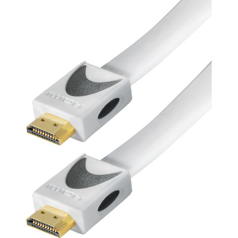 High-Speed-HDMI-Kabel mit Ethernet, HDMI-Stecker von 19-polig auf HDMI von 19-polig, 5,0 m white Weiß 1 HDMI-Kabel (1/4)