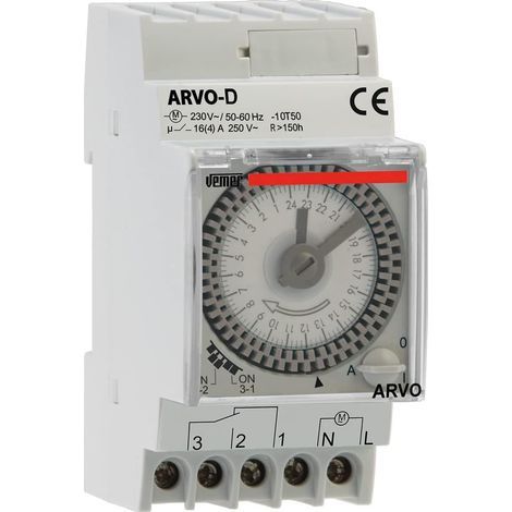 Electromechanical Time Switch, Daily Programming, DIN Rail Mounting, 230 VAC, Grey (1/4)