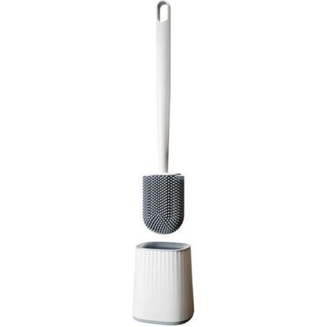 Brosse de toilette à long manche flexible en silicone pour salle de bain, fixation murale (1/5)