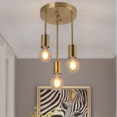 Plafonnier industriel rétro, suspension en métal à 3 lumières, plafonnier LED E27 pour salle à manger cuisine salon bar (ampoule non incluse) (1/4)