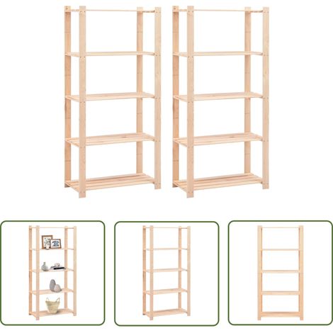 The Living Store Étagères de rangement à 5 niveaux 2 pcs 80x38x170 cm 250 kg - Etagere De Rangement - Étagères Murales - Rangement Intérieur - Meuble De Rangement - Étagère Robuste (1/5)