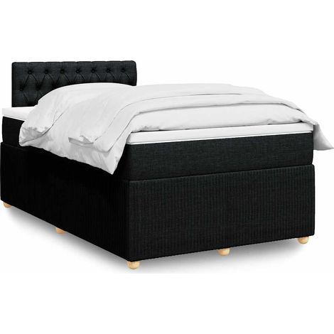Cama box spring con colchón tela negro 120x190 cm (1/5)