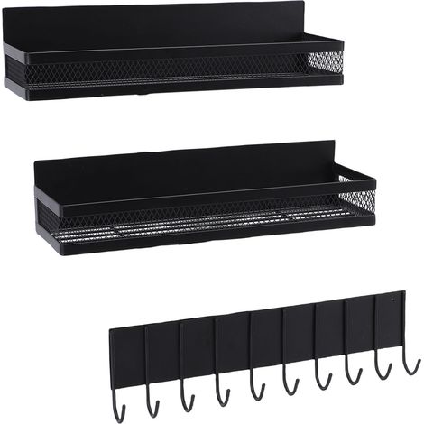 Supporto magnetico per frigorifero, organizer mobile per frigorifero, salvaspazio, porta spezie per organizzare la cucina, nero (1/5)