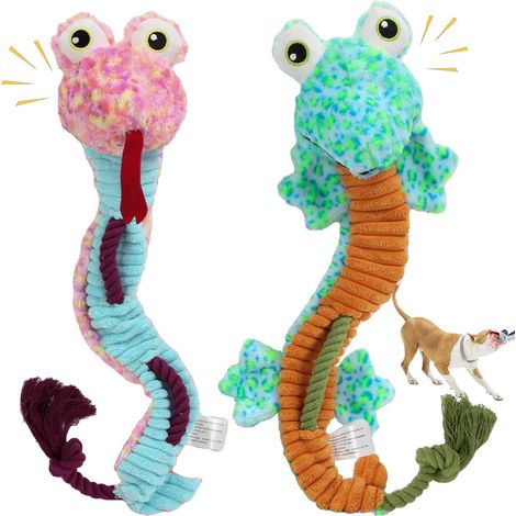 Jouet pour chien en peluche, serpent et lézard, jouet à mâcher avec corde et couineur, amusant et résistant pour chiots (1/5)