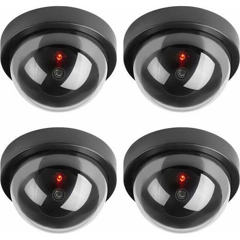 Caméras factices, fausse caméra dôme de sécurité CCTV avec lumière LED clignotante pour entreprise, magasin, maison, intérieur et extérieur (lot de 4) (1/4)