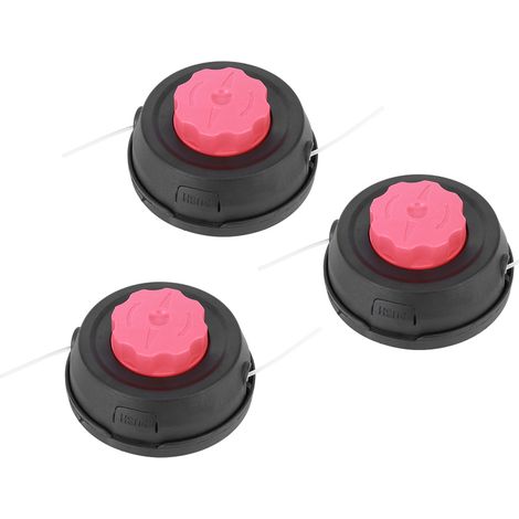 Lot de 3 têtes de coupe-bordures universelles avec fil de rechange, accessoire de jardin H-16 noir et rouge (1/5)