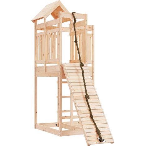 Playhouse with Climbing Wall Solid Wood Pine vidaXL