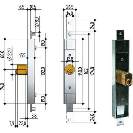 Serrure pour volets roulants 2 clés, ouverture à droite 6601 Prefer