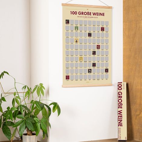 Affiche à gratter 100 grands vins à déguster, poster en papier 70 x 50 cm, version allemande - PANGIVO (1/5)