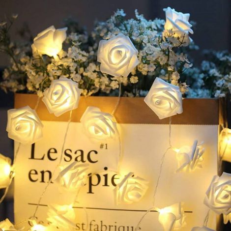 Guirlande Lumineuse En Forme De Rose - 20 Led - Fonctionne Sur Piles AA - Pour Décoration Intérieure Et Extérieure - Idéale Pour Saint-Valentin, Mariages, Fêtes - 1 Pièce (1/2)