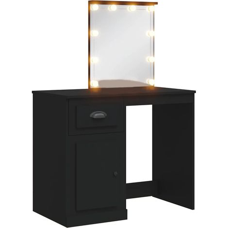 Maison Exclusive - Tocador con luces LED negro 90x42x132,5 cm