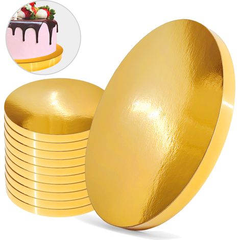 Cake Board Unterlage Gold 26 cm 2 cm Set 10 Stück Cake Drum Rund Premium Brand4Cake