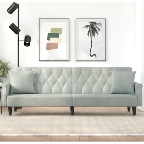 Canapé-lit Canapé convertible Fauteuil-lit avec accoudoirs gris clair velours DRT8729 (1/5)