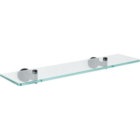 Milano Nero Wall Mounted Bathroom Glass Shelf with Black Brackets - 500mm Length (1/5)