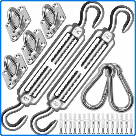 Kit de fixation de voile d'ombrage M8 très résistant, kit de fixation pour auvent en acier inoxydable 304 pour triangle et carré, kit d'accessoires (M8) Ikodm (1/5)