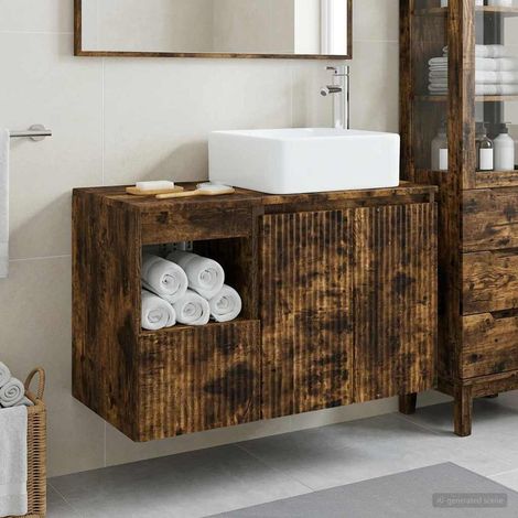 vidaXL Bathroom Furniture Set 2 pcs Smoked Oak Engineered Wood (1/5)
