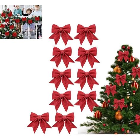 DECORATION DE SAPIN Noeuds 10 Pcs Arcs de Noël Pailletés, Petits Noeuds de Noël, Noeud Sapin de Noel,Noeuds Pailletés pour (1/5)