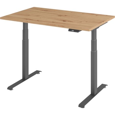 bümö Schreibtisch elektrisch Lite Rechteck: 120 x 80 cm Asteiche (1/5)