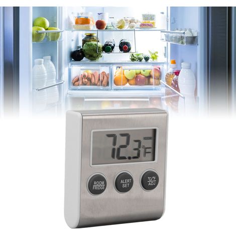 Thermomètre Digital de Réfrigérateur pour Laboratoire avec Fonction Alarme et Mémoire en ABS Blanc - 76mm - Magnétique et Portable (1/5)