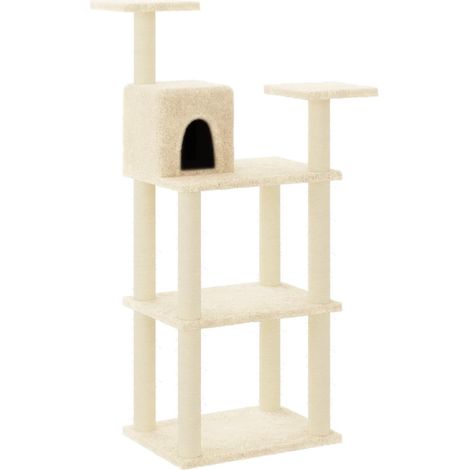 vidaXL Cat Tree with Sisal Scratching Posts Cream 118,5 cm