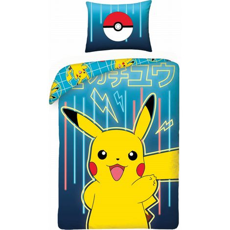 Linge de lit en coton 140x200 cm Pokémon Pikachu (1/3)