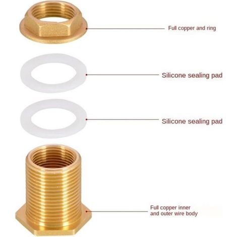 Raccord Tuyau Eau - Laiton Dn20 3/4 Pouces - Pour Réservoir Eau Seau Pluie Château Eau - 2 Pièces (1/5)