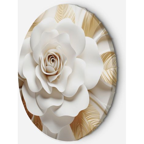 Tableau sur toile Image circulaire AI Fleur d'or blanc 3D 40x40 (1/5)