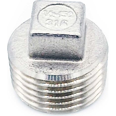 Tapón macho con borde de 1/2”, acero inoxidable (1/2)