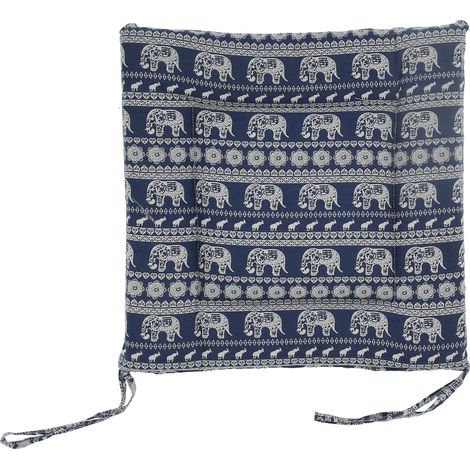 Coussin de sol épais en coton et lin, antidérapant et doux, motif éléphant bleu (1/5)
